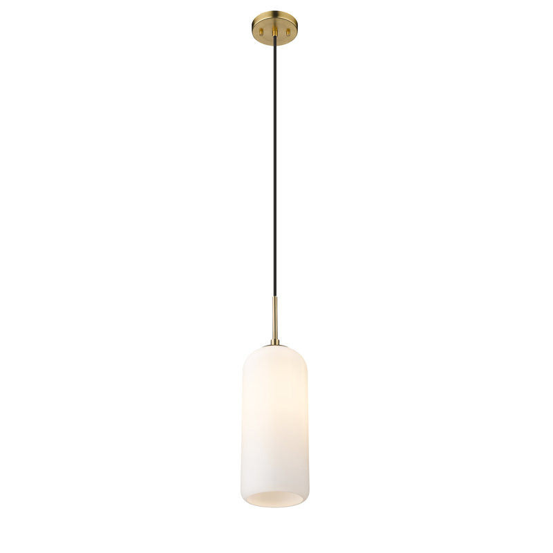 Campos 1 - Light Kitchen Island Pendant, Heritage Brass, 127" H x 5.25" W x 5.25" D, White
