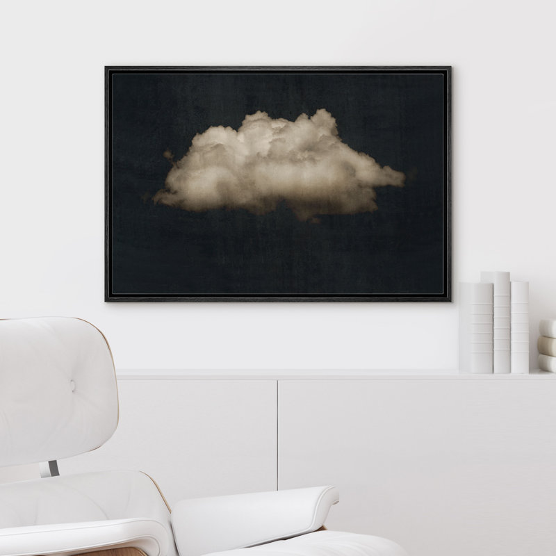 Nuage «Moody Black Modern Minimalist Neutral Artwork» - très grande impression sur toile encadrée, Noir, noir, noir, noir