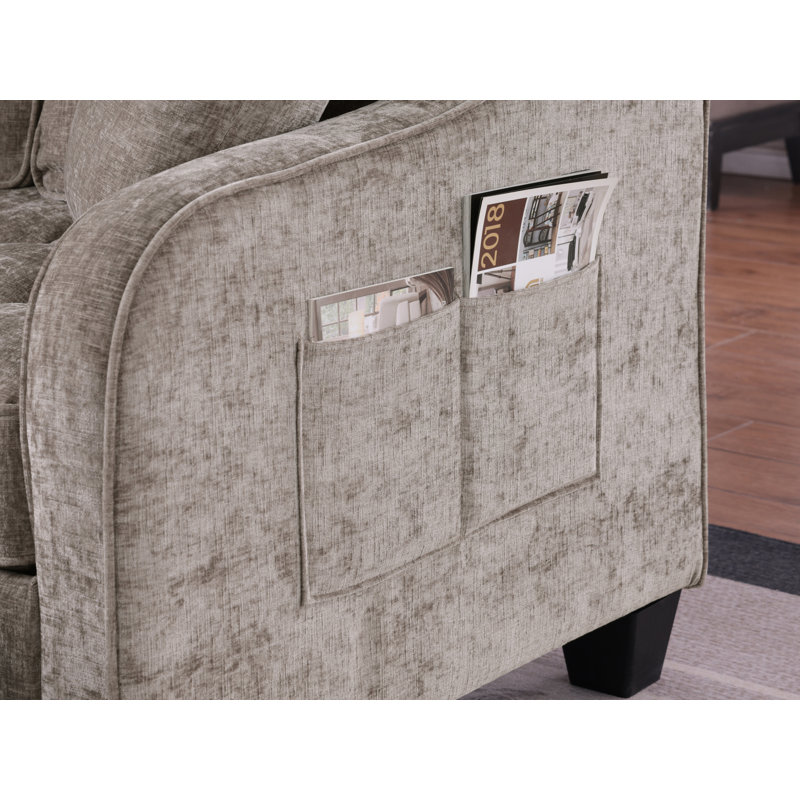 Accent Chair With Storage Semicircular Ottoman, Brown