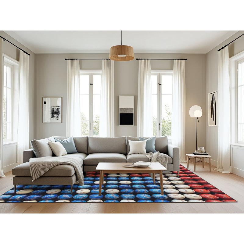 Tapis bleu / rouge / blanc, Rectangle 8 pi x 12 pi