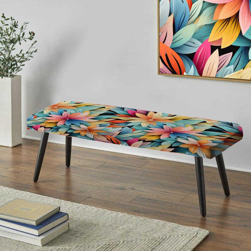 Multicolore motif de mandala bohème multicolore - banc rembourré floral noir