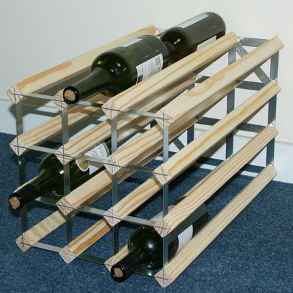 24 Bottle Floor Wine Bottle Rack, Natural Pine