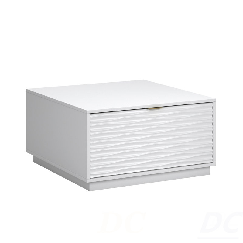 Table basse avec tiroir Coastal, finition blanche, table