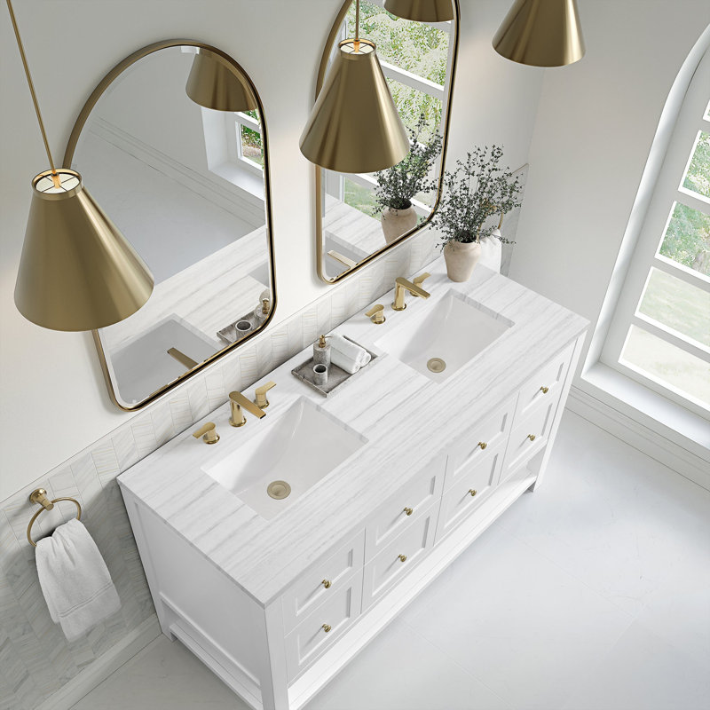 Breckenridge 59.88'' W Double Bathroom Vanity Base, Bright White