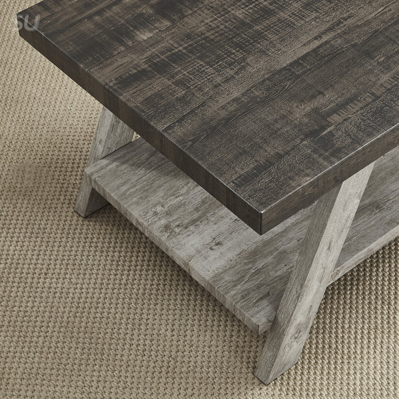Table de bout en bois à deux tons Athens, Beige, Gris