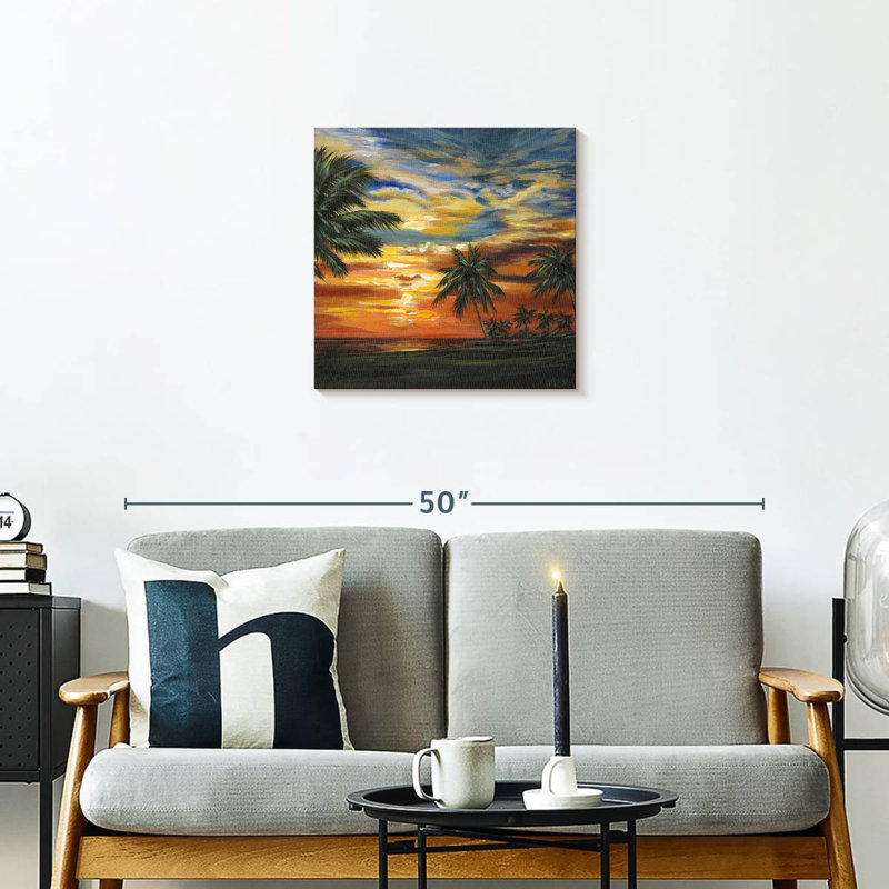Gillard, superbe coucher de soleil tropical II, H 20 po x l 20 po