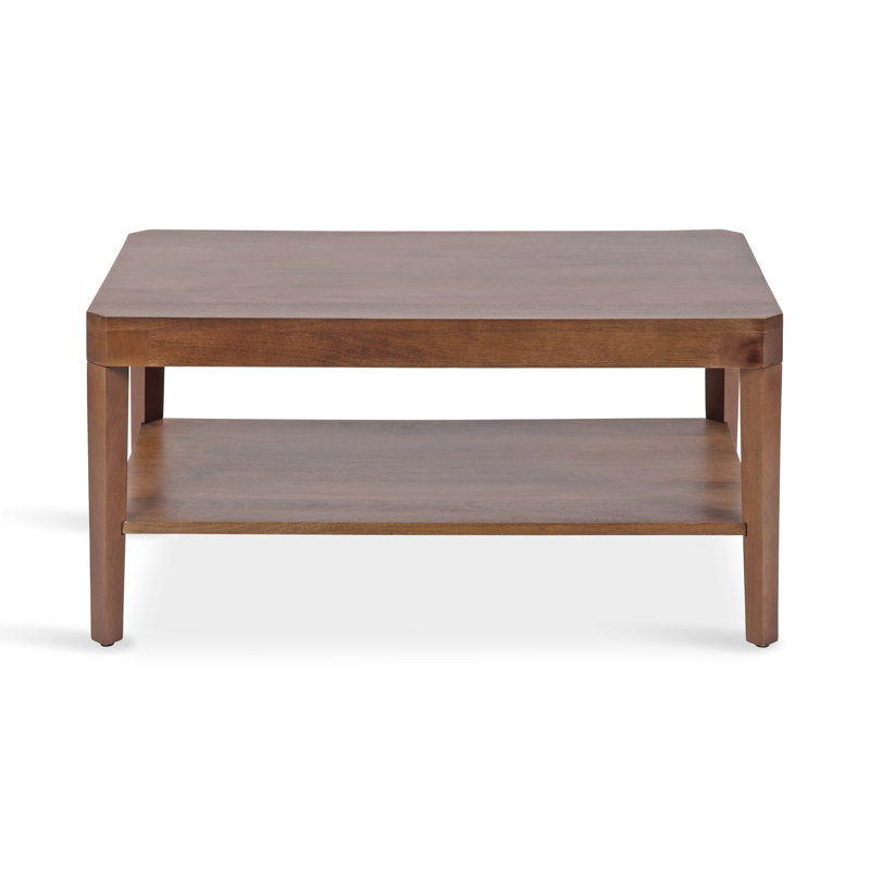 Table basse avec rangement en bois massif Ardentown, Noyer
