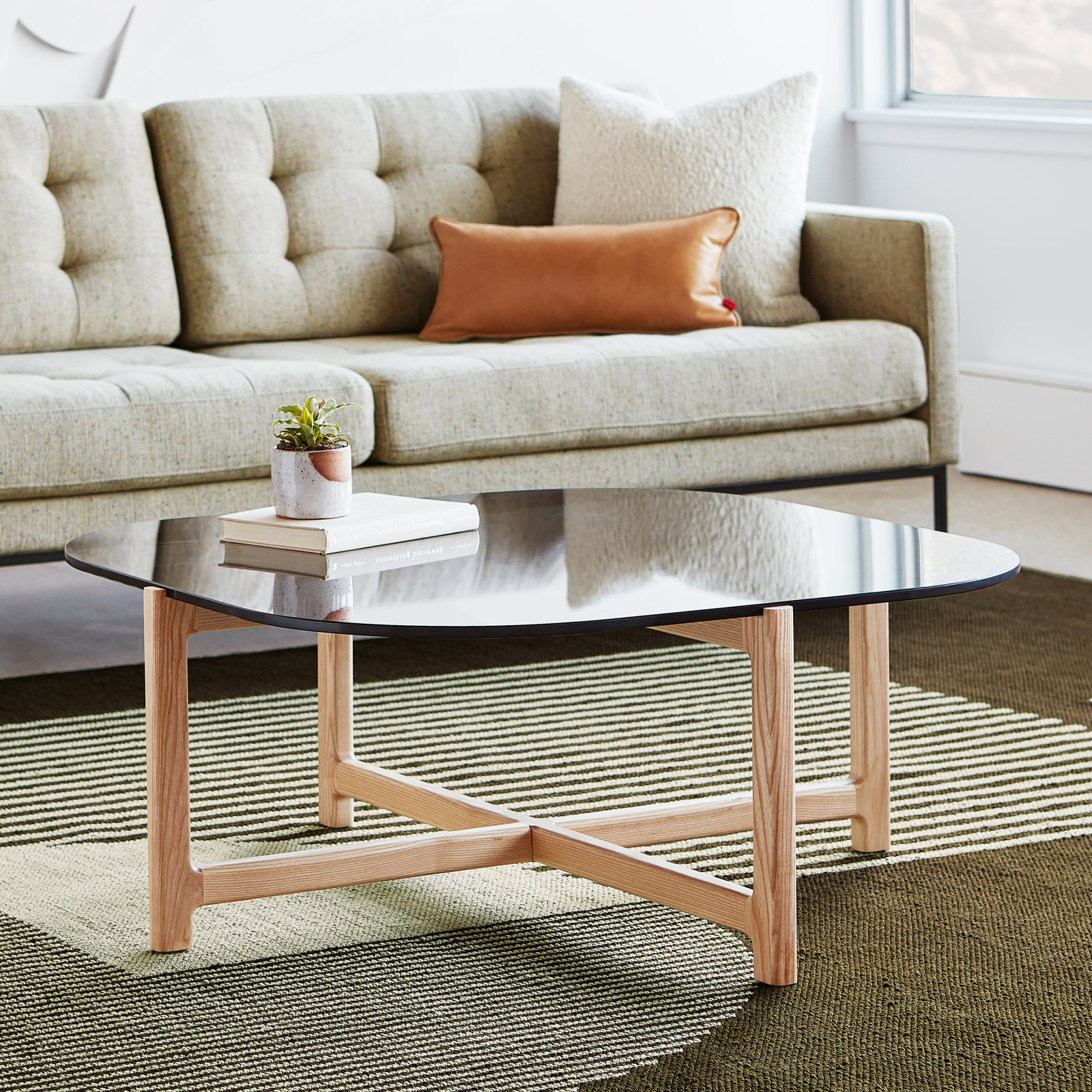 Quarry Solid Wood Coffee Table, Ash Natural, Vintage Smoke Performance