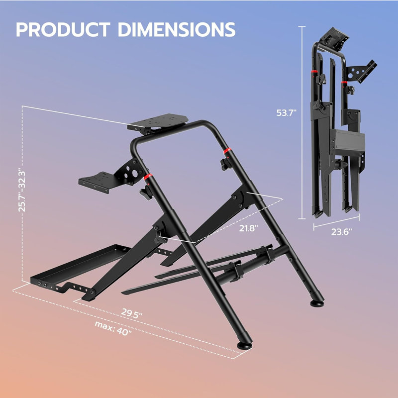 Support de volant de course pliable avec fente de fixation de chaise, cockpit de simulateur de course pour Formule et GT, compatible avec Logitech Moza de Fanatec Thrustmaster, pour PS5 PS4 sur PC PC
