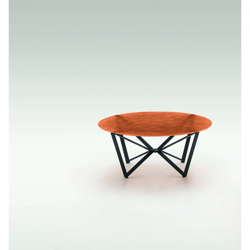 Cross Legs Coffee Table, Bronze Top/Brown Base