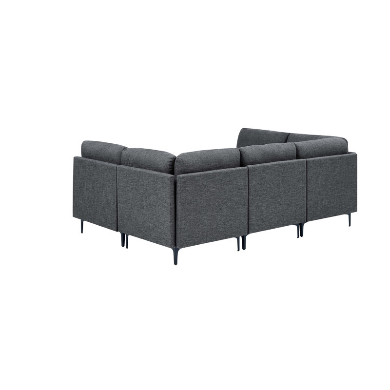 Avary Upholstered L-Shaped Sectional Reversible, Dark Gray Linen Blend
