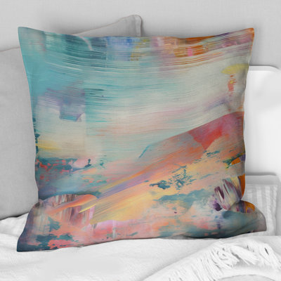 Spring Miracles In Tender Retro Pastel I - Abstract Painting Printed Throw Pillow