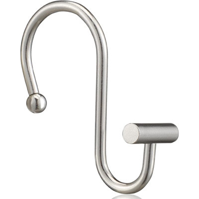 Nickel Shower Curtain Hooks, Rust Proof Shower Curtain Rings For Bathroom, Silver Metal Decorative Shower Curtain Hooks Hangers For Shower Curtain Rod, Set Of 12 T-Bar Design