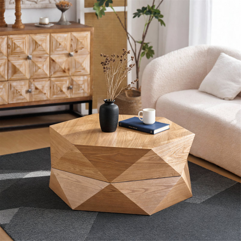 Table basse de style rétro pour le salon, la chambre à coucher et le bureau, Natural