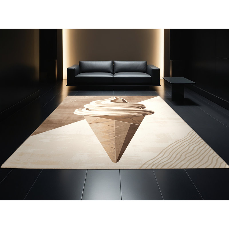 Tapis beige moderne lavable à la machine Wilkerson, 7 x 9