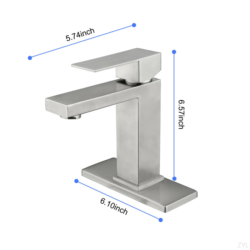 Single Handle Bathroom Sink Faucet With Pop-Up Drain (With Overflow), Brushed Nickel