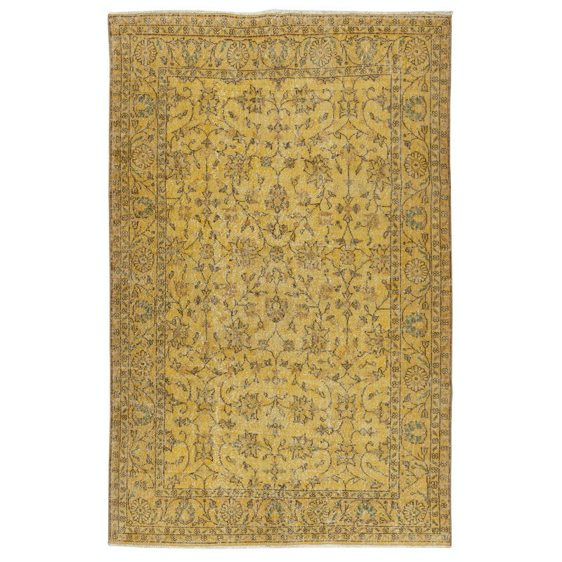 Tapis turc en laine fabriqué à la main 5,5 x 8,4 pi de couleur turque rétro pour un intérieur contemporain