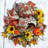 20 " Handmade Mixed Greenery and Sunflower Deco Mesh Wreath