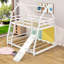 Lit superposé simple en bois avec rampe d'escalade et filets d'escalade Chaudhry-2109917604