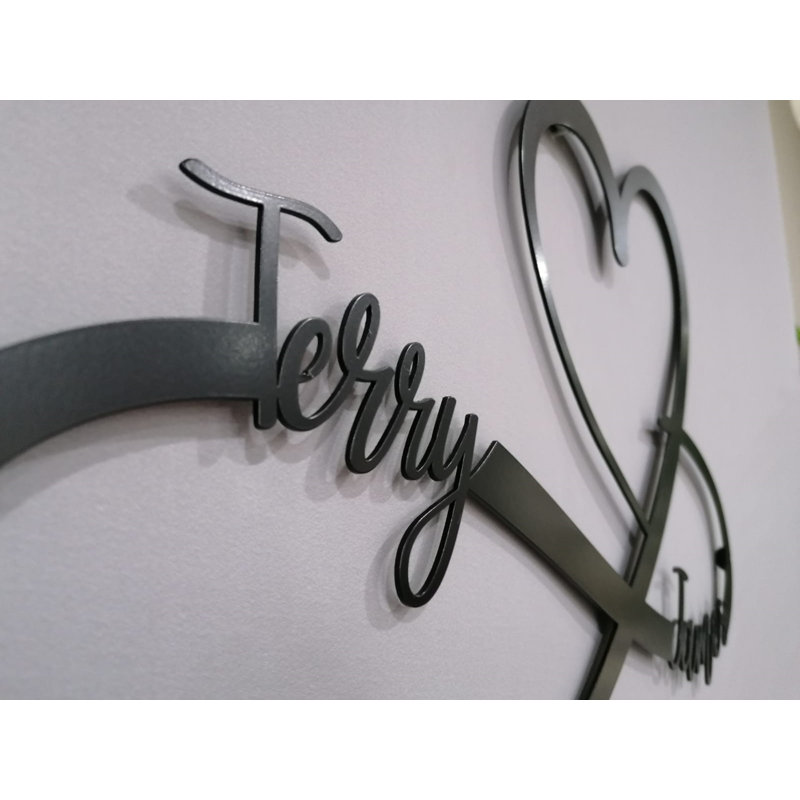 Décoration murale personnalisée en métal cœur et infini en métal pour la Saint-Valentin ou un cadeau de mariage, Oui