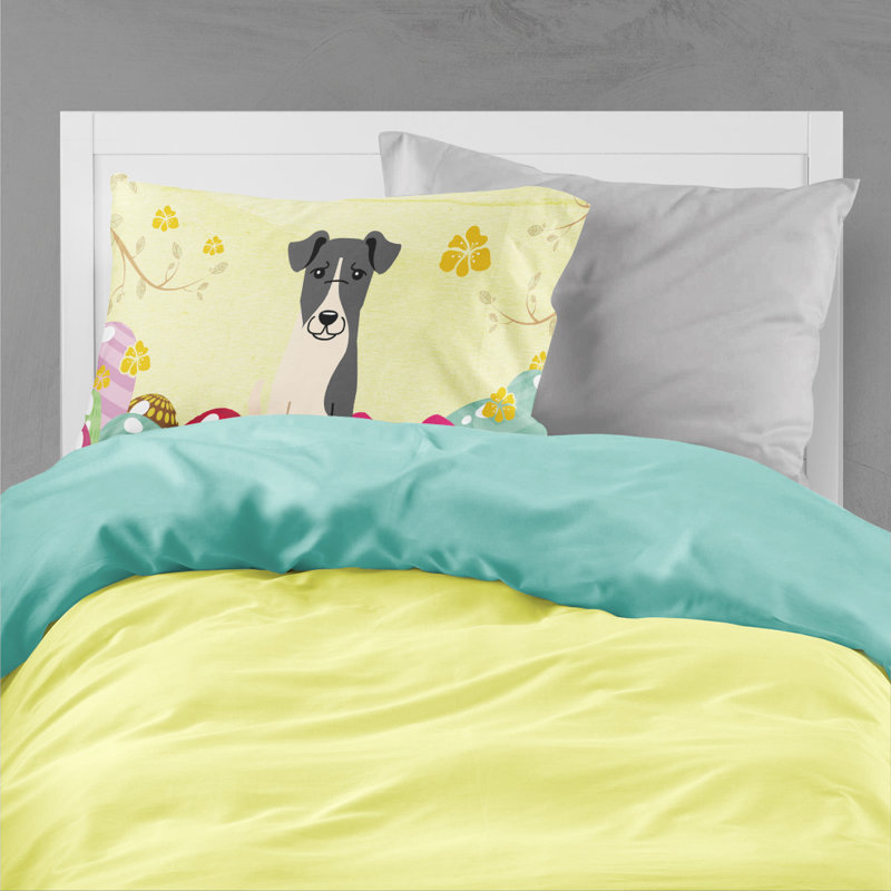 Taie d’oreiller œufs de pâques, Fox terrier au poil lisse