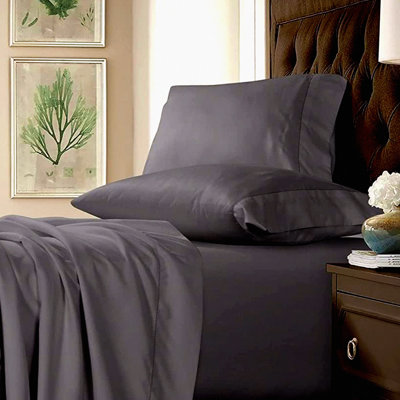 Luxury Grey Cotton Pillowcase Set - 750 Thread Count - Soft & Smooth Bedding - Premium Quality Pillow Cover - Set of 2 Cases