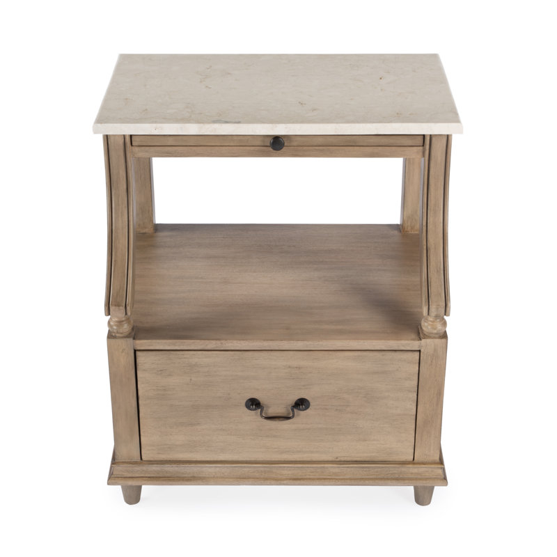 Mabel Marble 1 drawer Nightstand, Sandalwood Beige