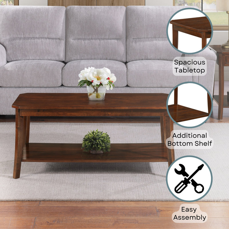 Sonora Coffee Table with Shelf, Espresso