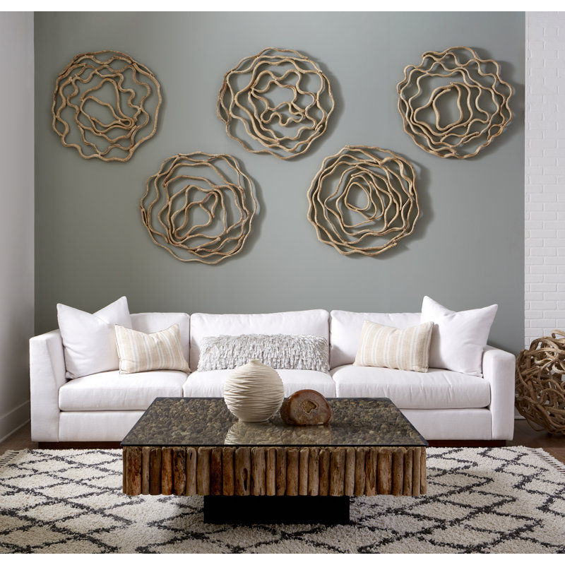 Contemporary Manhattan 51'' Square Wood & Glass Coffee Table