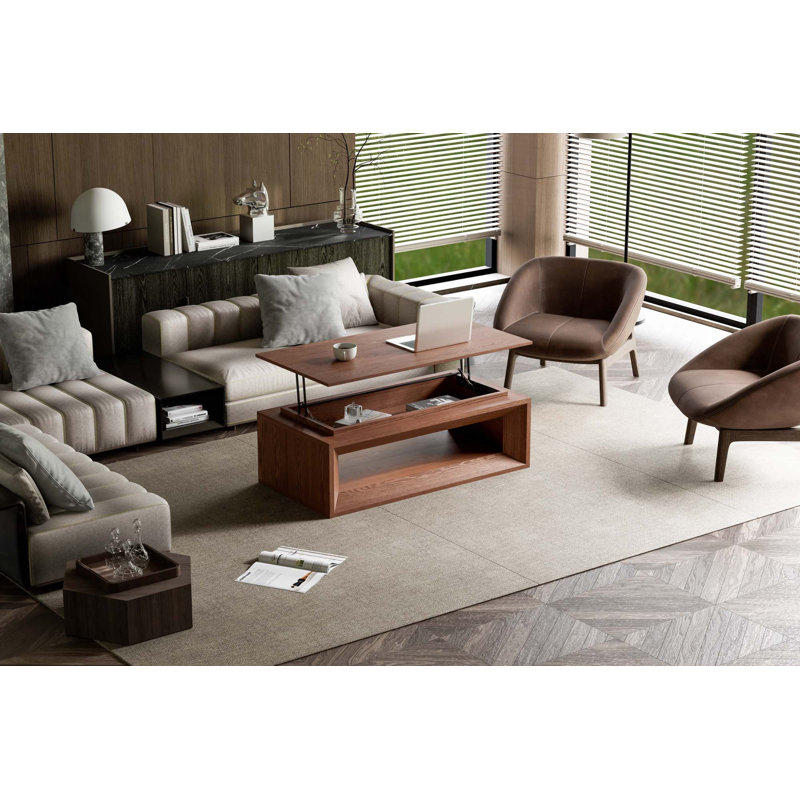 Lift-Top Coffee Table With Storage And Adjustable Height, Walnut