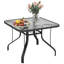 Square Tempered Glass Patio Dining Table with Umbrella Hole
