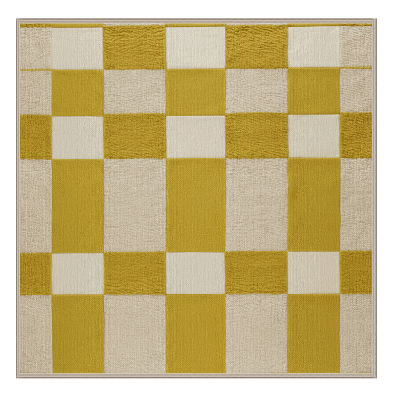 Machine Washable Checkered Brown Area Rug