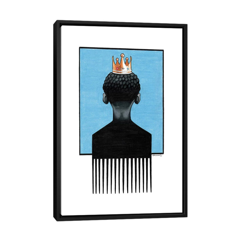 « Little Prince Afropick » par Manasseh Johnson-impression, H 60 po x l 40po x P 1,5 po, Toile avec cadre noir, Pas de tapis