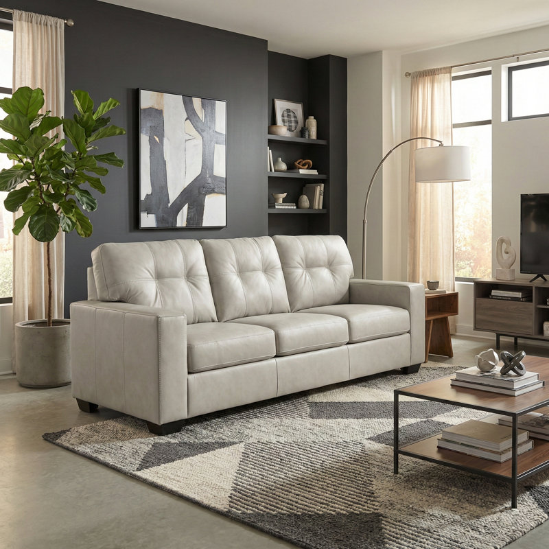 Canapé en cuir Roundhill Furniture Holmes, Blanc