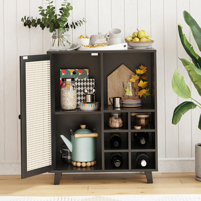 Buffet avec rangement, armoire à vin de 34 pouces avec porte-bouteilles, armoires à buffet pour la maison et le salon