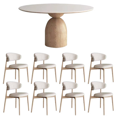 Ensemble de chaises rondes en bois massif