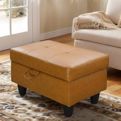 Repose-pieds en similicuir avec rembourrage en mousse et rangement caché - Design moderne, confortable et fonctionnel pour le salon, la chambre à coucher, le bureau