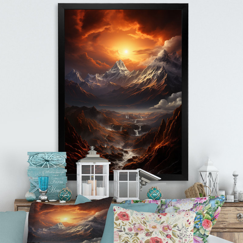 «Bajan Hebrew Mount Sinai Landscape II», reproduction d'art sur toile, H 32 po x l 16 po x P 1 po, Cadre photo noir