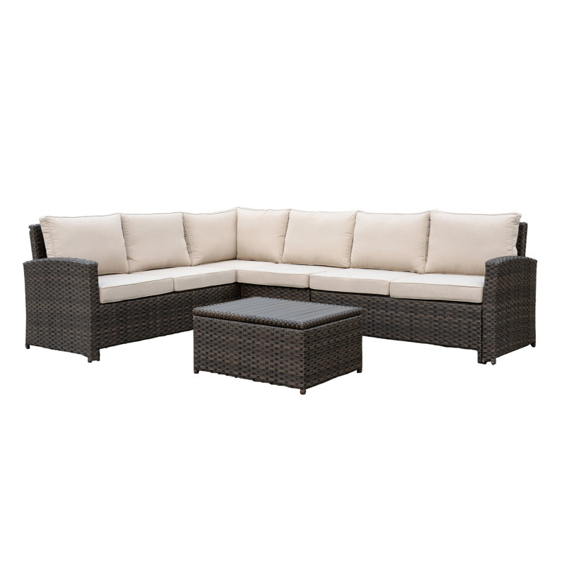 Ensemble de conversation modulaire en rotin avec coussins Millingport Courtyard