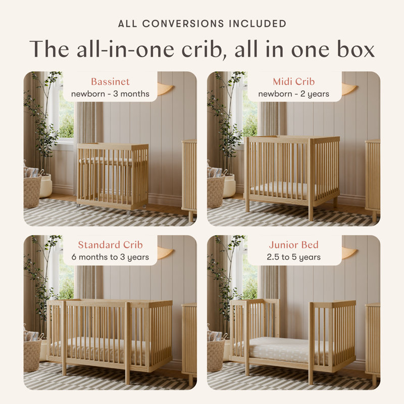 Pogo 8-in-1 Convertible Crib with All-Stages Conversion Kits, Blonde