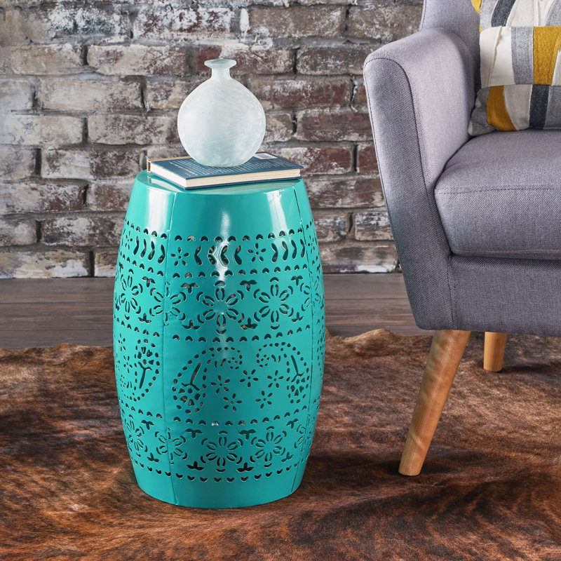 Ifrane Iron Top End Table, Teal