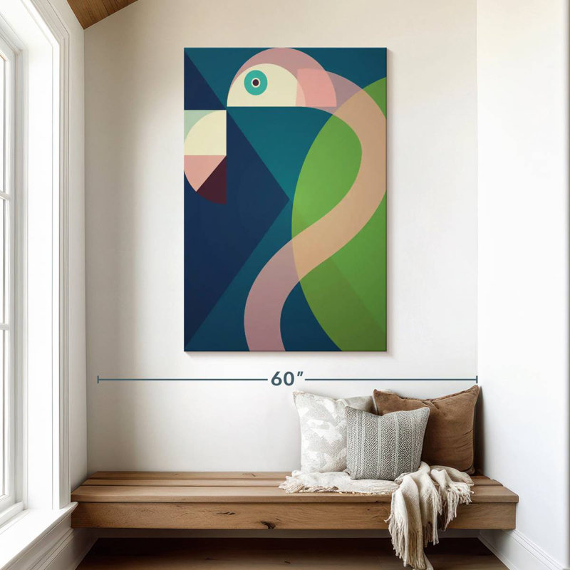 Ashelle flamant rose Mid-Century abstrait géométrique, H 48 po x l 32 po