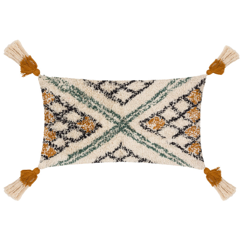 Atlas Geometric Rectangular Throw Cushion, Cream/Yellow