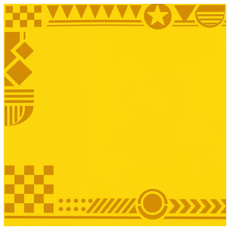 Tapisserie murale jaune à bordure géométrique - Décoration murale géométrique, H 50 po x l 60 po avec 4 œillets