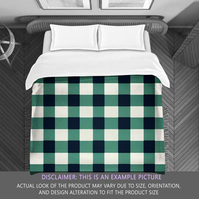 Polyester Comforter, King Comforter, Green/Navy Gingham