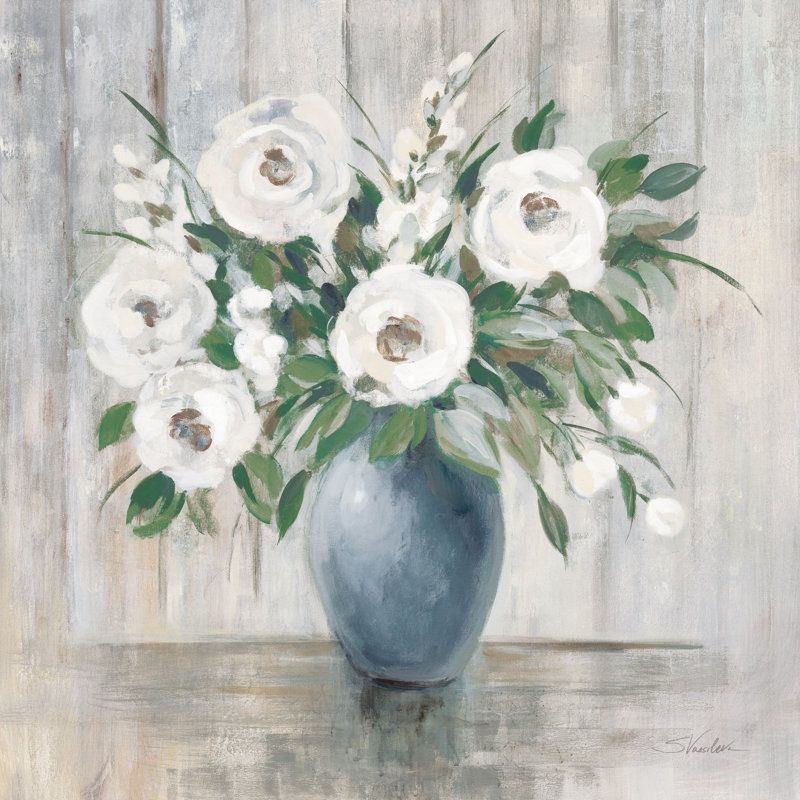 Gray Barn Floral Light by Silvia Vassileva - Wrapped Canvas Art Prints, 30cm H x 30cm W x 3.8cm D