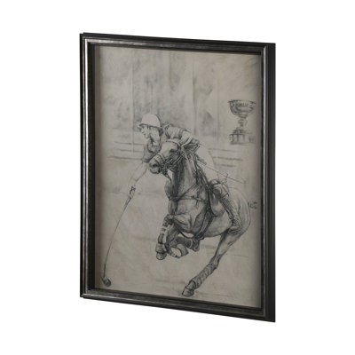 Polo Player a Hand Embelished Textured Framed Art Print Matted under Glass