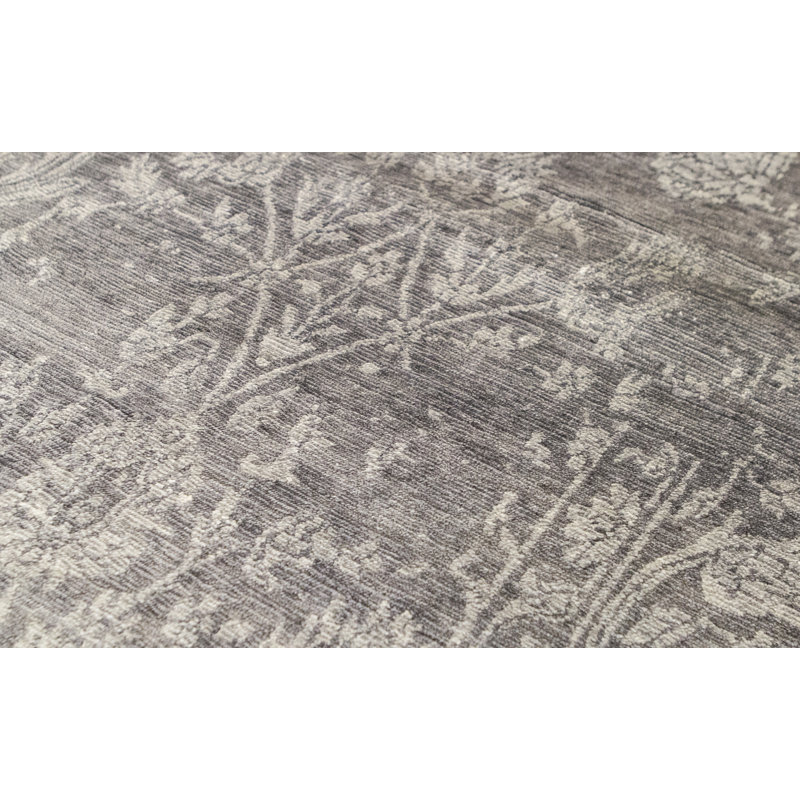Damask Area Rug in Dark Gray