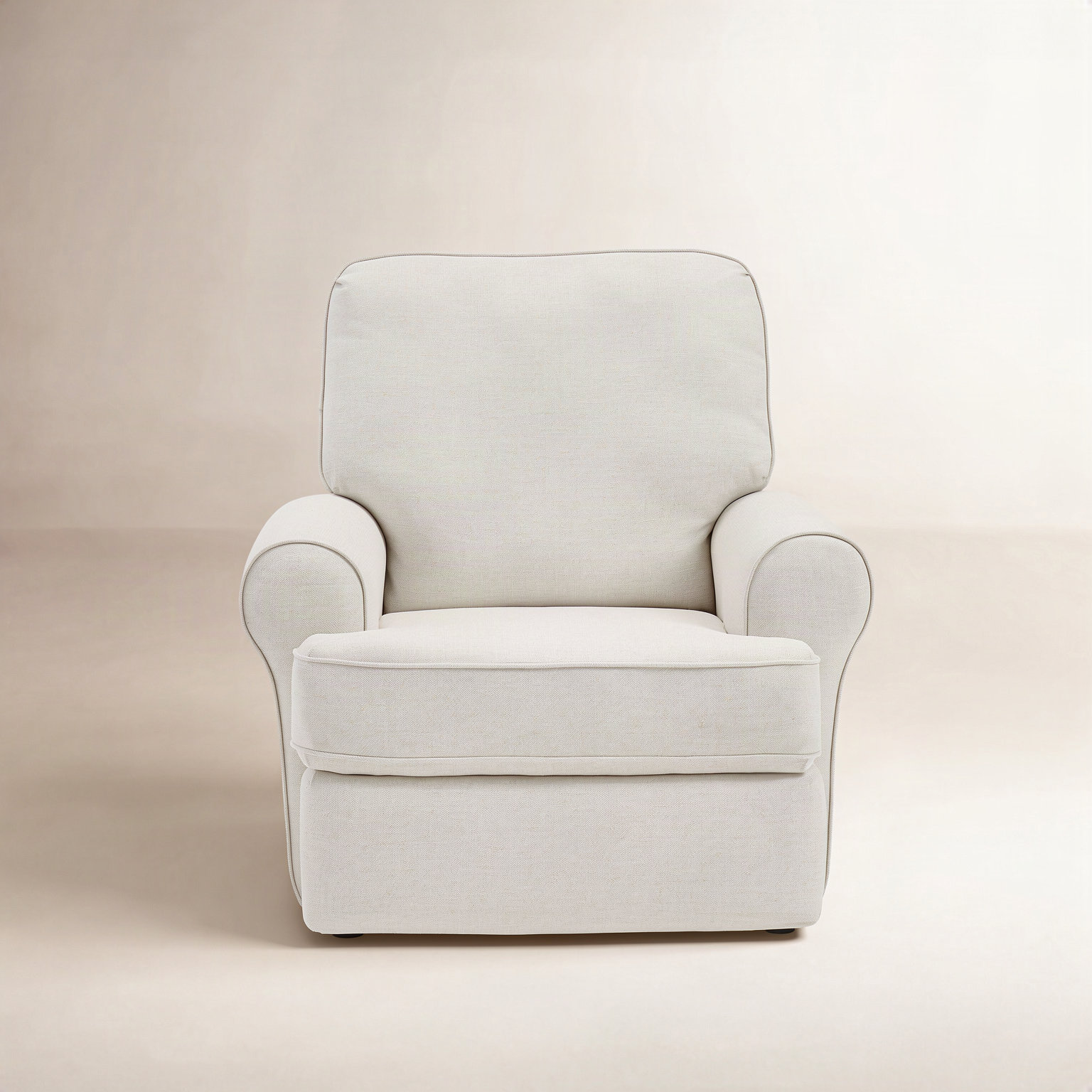 Aubry Upholstered Swivel Reclining Glider, Snow Ivory Performance
