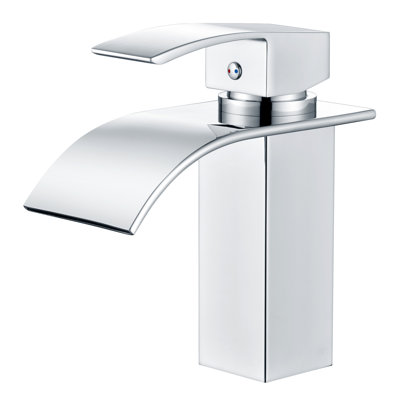 SUMERAIN Contemporary Bathroom Faucet with Waterfall Spout, Single Hole Single Handle Bathroom Sink Faucet , Chrome